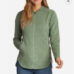 Eddie Bauer Green Radiator Fleece 2.0 Long Full-Zip Hoodie Jacket Coat